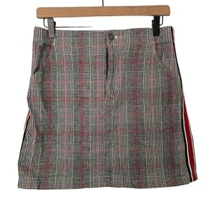 Hollister Plaid Mini Skirt Size Medium Red Black White Side Stripe Preppy Y2K
